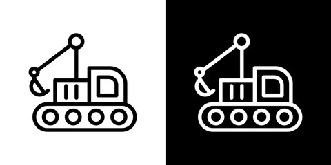 Excavator icon stroke vector icon simple black style, illustration.