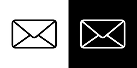 Envelope icon stroke vector icon simple black style, illustration.