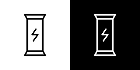 Energy bar icon stroke vector icon simple black style, illustration.