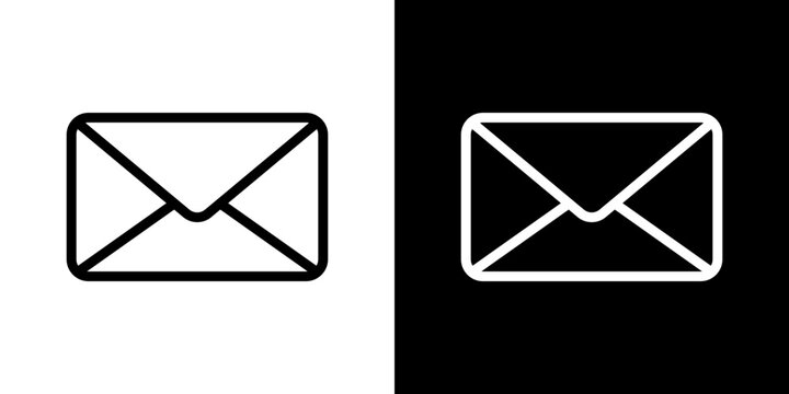 Envelope icon stroke vector icon simple black style, illustration.