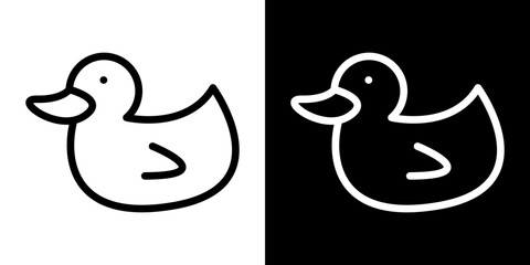 Duck icon stroke vector icon simple black style, illustration.