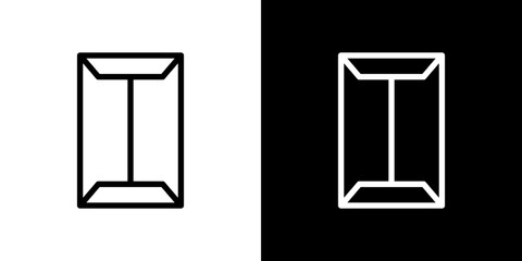 Document envelope icon stroke vector icon simple black style, illustration.