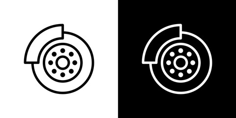Disk brake icon stroke vector icon simple black style, illustration.