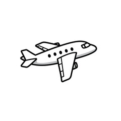 Cartoon Airplane Line Drawing Icon Vector Isolated on White Background