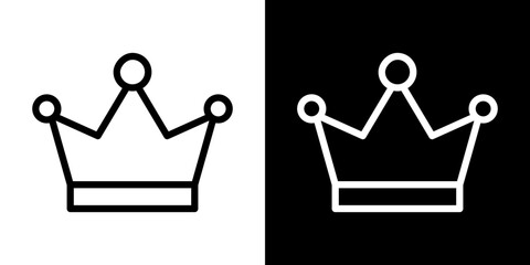 Crown icon stroke vector icon simple black style, illustration.