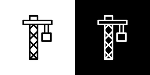 Crane icon stroke vector icon simple black style, illustration.