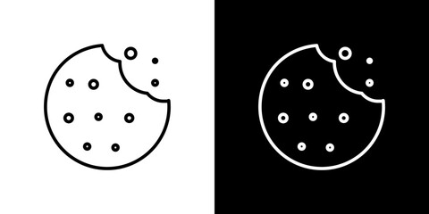 Cookie icon stroke vector icon simple black style, illustration.