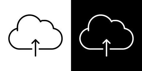 Cloud upload icon stroke vector icon simple black style, illustration.