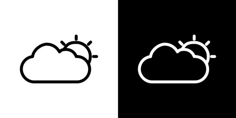 Cloudy Day icon stroke vector icon simple black style, illustration.