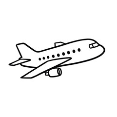 Cartoon Airplane Line Drawing Icon Vector Isolated on White Background