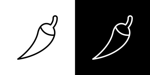 Chili icon stroke vector icon simple black style, illustration.