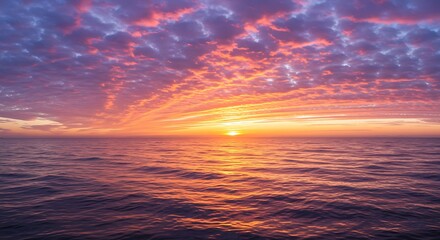 Fototapeta premium Ocean twilight spectacle fiery clouds blaze