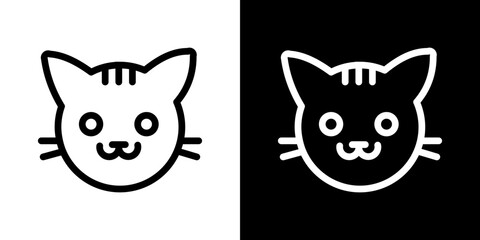 Cat icon stroke vector icon simple black style, illustration.