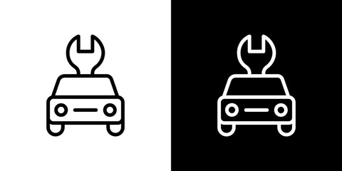 Car repair icon stroke vector icon simple black style, illustration.
