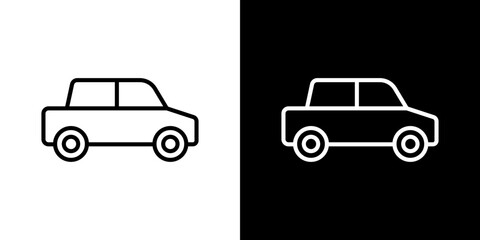 Car icon stroke vector icon simple black style, illustration.