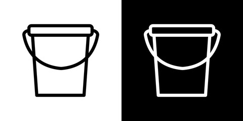 Bucket icon stroke vector icon simple black style, illustration.