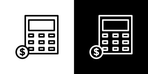 Budget icon stroke vector icon simple black style, illustration.