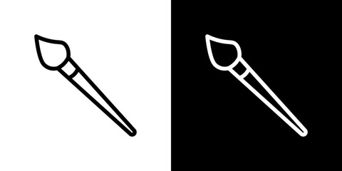 Brush icon stroke vector icon simple black style, illustration.
