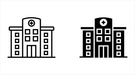 Obraz premium hospital icon set medical hospital buildings architecture vector health care business construction line illustration