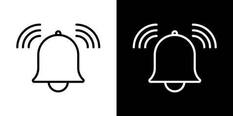Bell icon stroke vector icon simple black style, illustration.