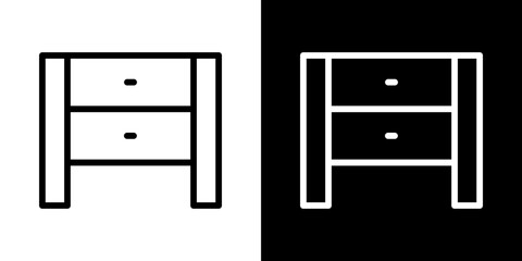 Bedside table icon stroke vector icon simple black style, illustration.