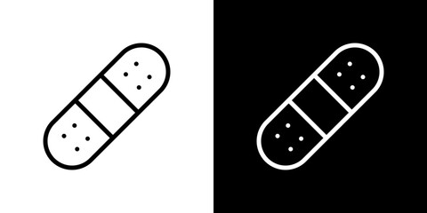 Band aid icon stroke vector icon simple black style, illustration.