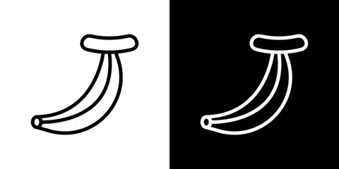Banana icon stroke vector icon simple black style, illustration.