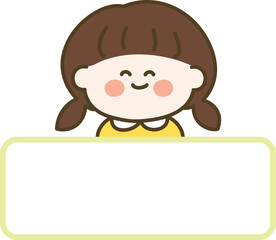 little girl holding a blank sign