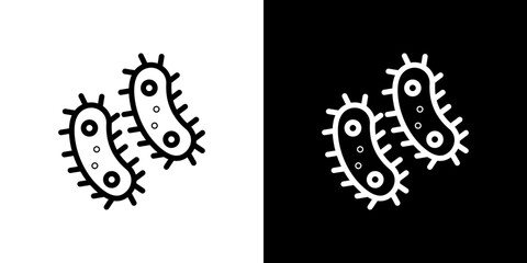 Bacteria icon stroke vector icon simple black style, illustration.