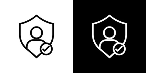 Authentication icon stroke vector icon simple black style, illustration.