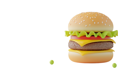 Mouthwatering cheeseburger made with a juicy beef patty melted cheese crisp lettuce ripe tomato and savory condiments presented on a fresh sesame seed bun against a clean white backdrop