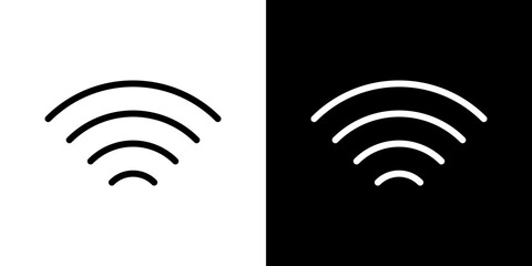 Wifi Signal icon stroke vector icon simple black style, illustration.