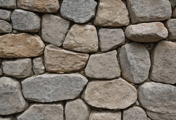 Obraz premium Stone Wall Texture: A detailed close-up of a rustic stone wall, showcasing the natural texture and variations in color and shape of the stones. Ai generated image