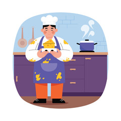 Chef Ready for Cooking Vector illustration. EPS 10 File
