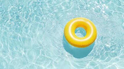 Summer Pool Day: Yellow Inflatable Ring in Sparkling Blue Water