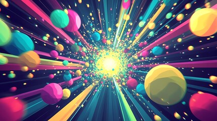 Colorful spheres speed tunnel.