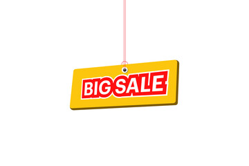 Big sale tag, discount, promotion, yelow hang tag in vector eps 10.