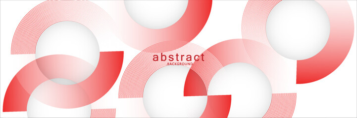 Abstract white background with red circle lines. Digital future technology concept. Vector illustration.