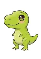 Obraz premium Green baby dinosaur with big eyes