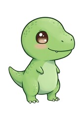 Cute cartoon baby dinosaur with soft expression