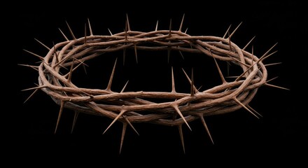 Crown of Thorns - A detailed of a crown of thorns, isolated on a black background. Symbolic of sacrifice and suffering
