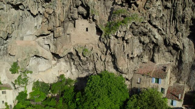 Cotignac, France and its beautiful troglodyte houses during Springtime