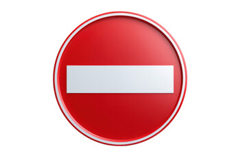 Red no entry sign with a white horizontal bar, Isolated on transparent Background