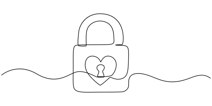 recommend clip art: Heart-shaped lock and key in continuous one line drawing. Symbolizing love, trust, and security, Love lock on bridge one line art vector, Continuous line drawing. Lock and key. Heart shape. Valentine