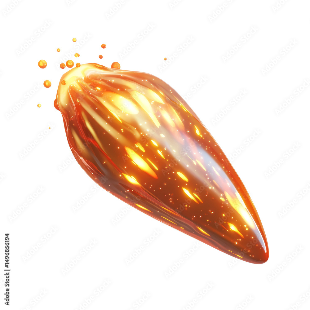 Poster Abstract luminous fluid stream with shiny particles on white background