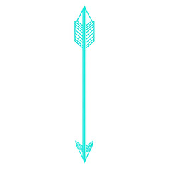Contemporary Arrow with Crisp Lines in Bright Cyan Isolated on Transparent Background