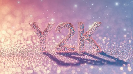Glitter sparkling background with text Y2k