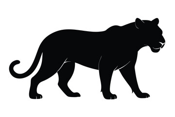 Obraz premium Majestic Black Panther Silhouette, Powerful Predator Illustration