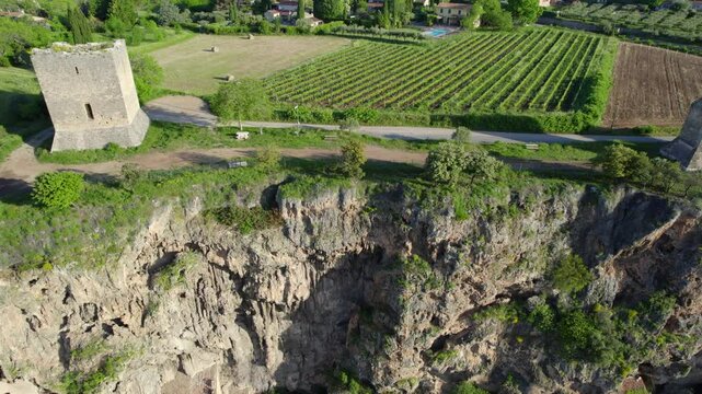 Cotignac, France and its beautiful troglodyte houses during Springtime