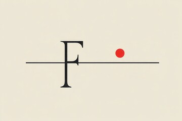 Minimalist typographic concept with letter F and red dot AI generated